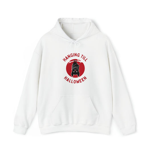 Halloween Hoodie, Hanging Bat, Red Text