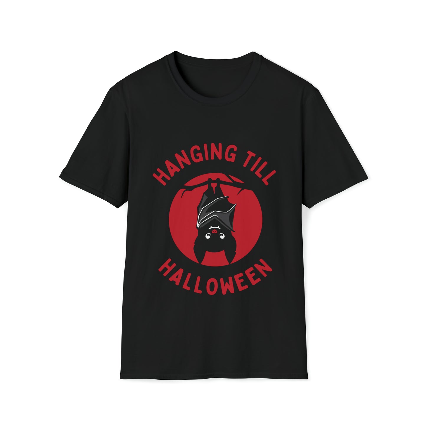 Halloween T-Shirt, Hanging Bat, Red Text