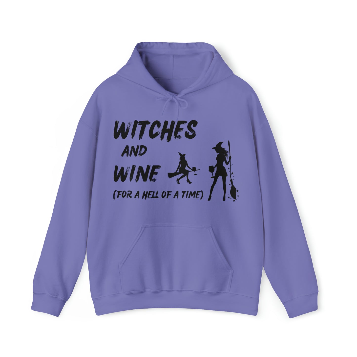 Halloween Hoodie, Witches and Wine, Black Text
