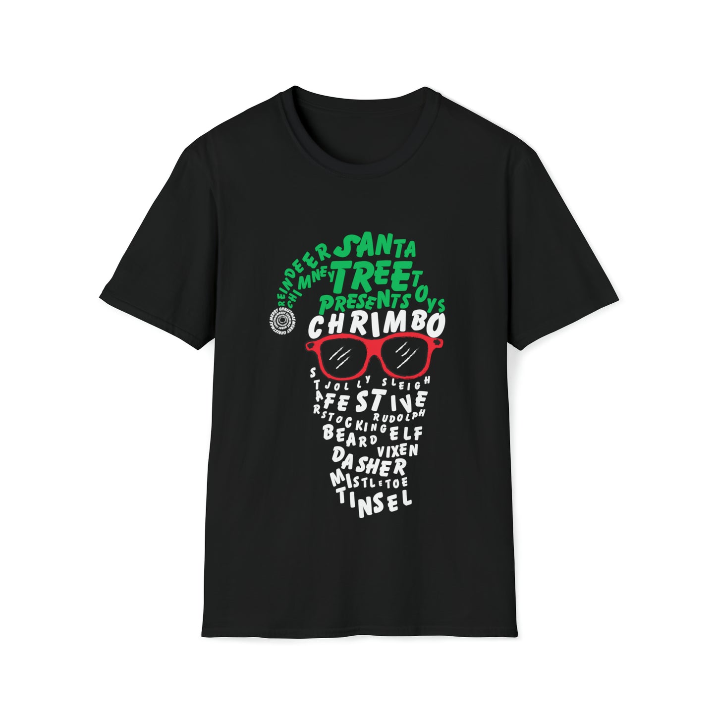 Christmas T-Shirt, Santa Face, Green Hat, Unisex