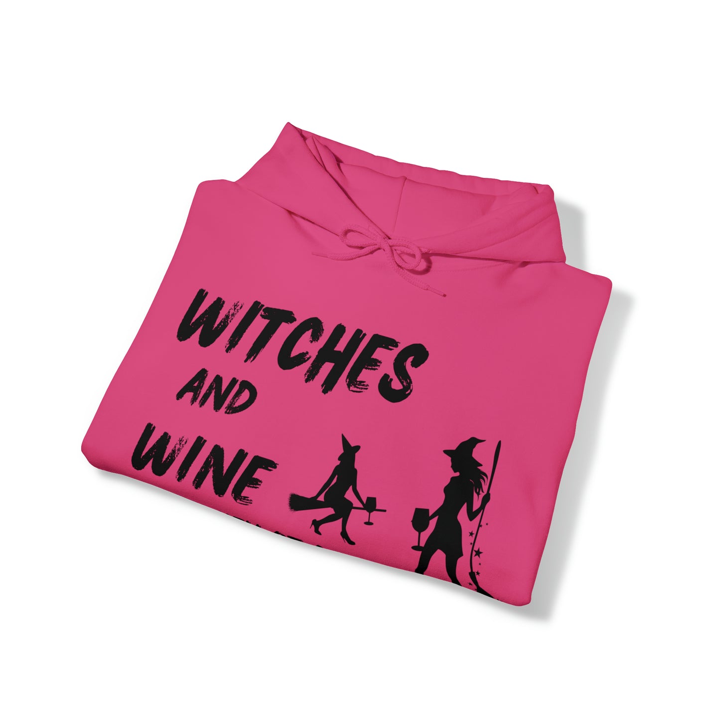 Halloween Hoodie, Witches and Wine, Black Text