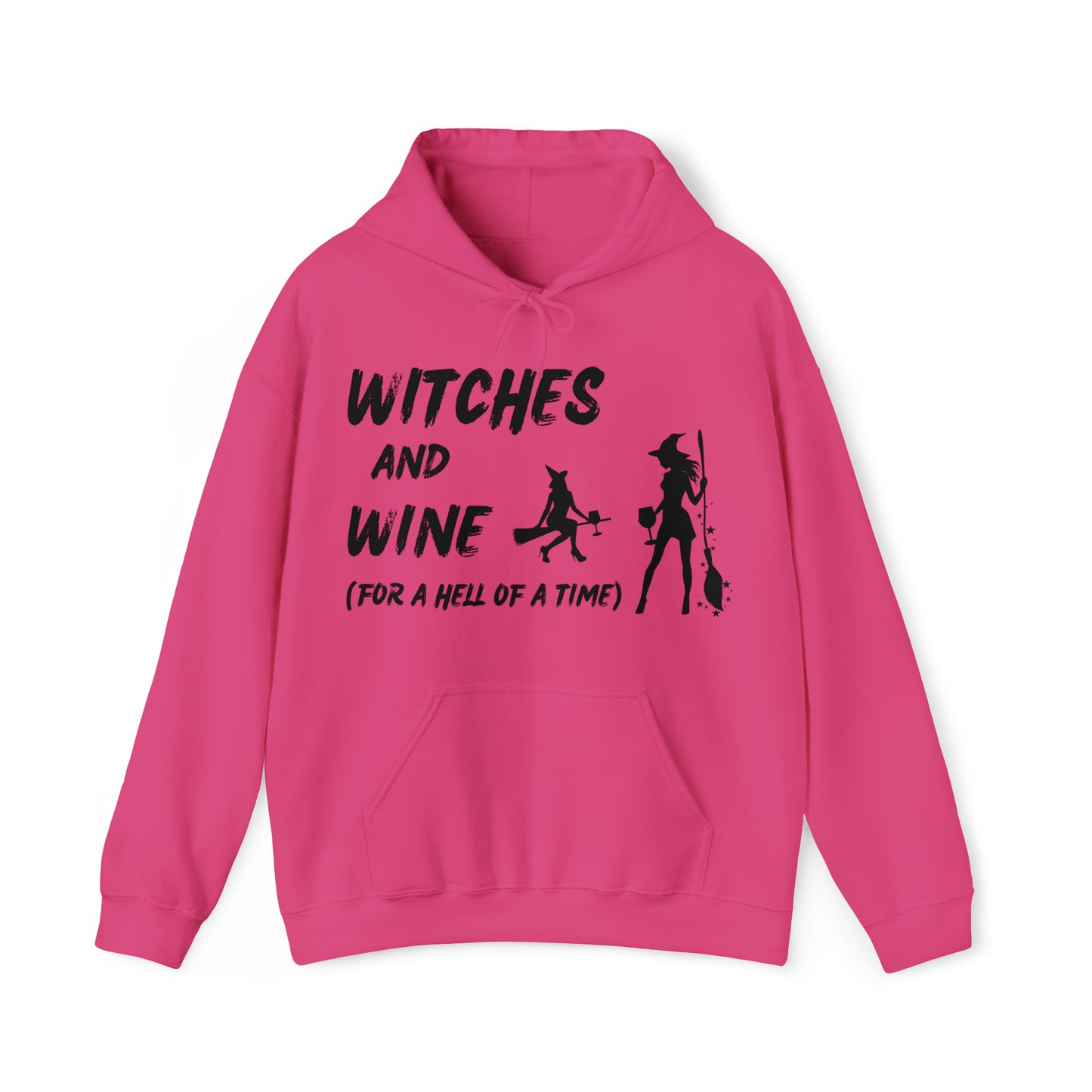 Halloween Hoodie, Witches and Wine, Black Text