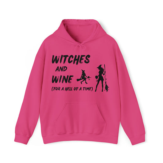 Halloween Hoodie, Witches and Wine, Black Text