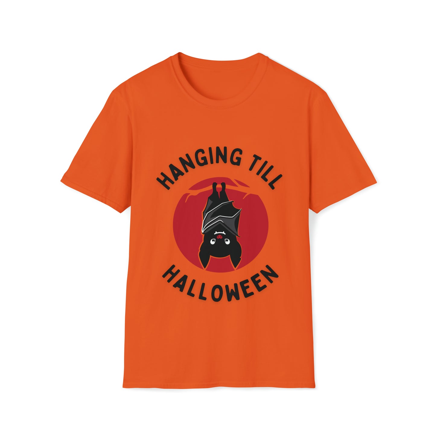 Halloween T-Shirt, Hanging Bat, Black Text