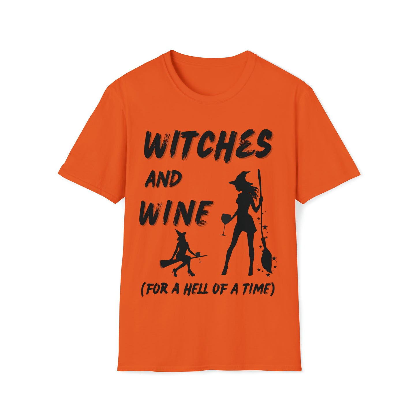 Halloween T-Shirt, Witches and Wine, Black Text