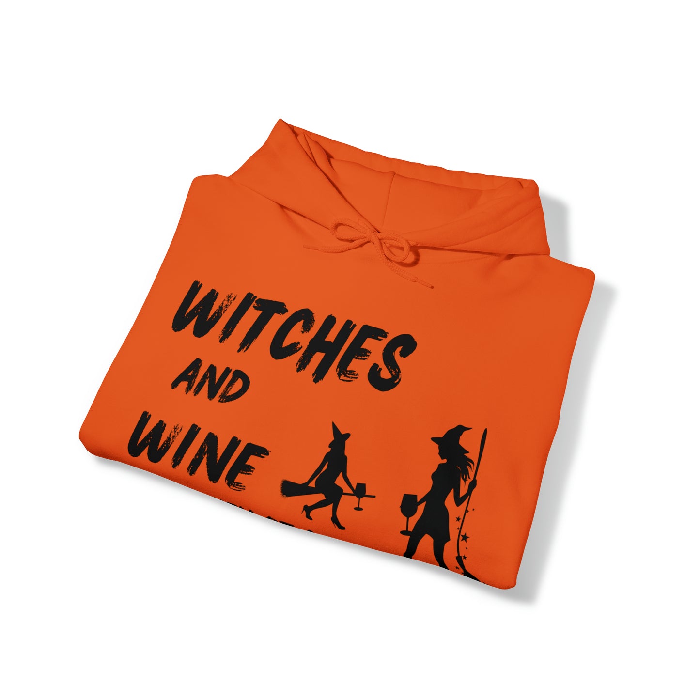 Halloween Hoodie, Witches and Wine, Black Text