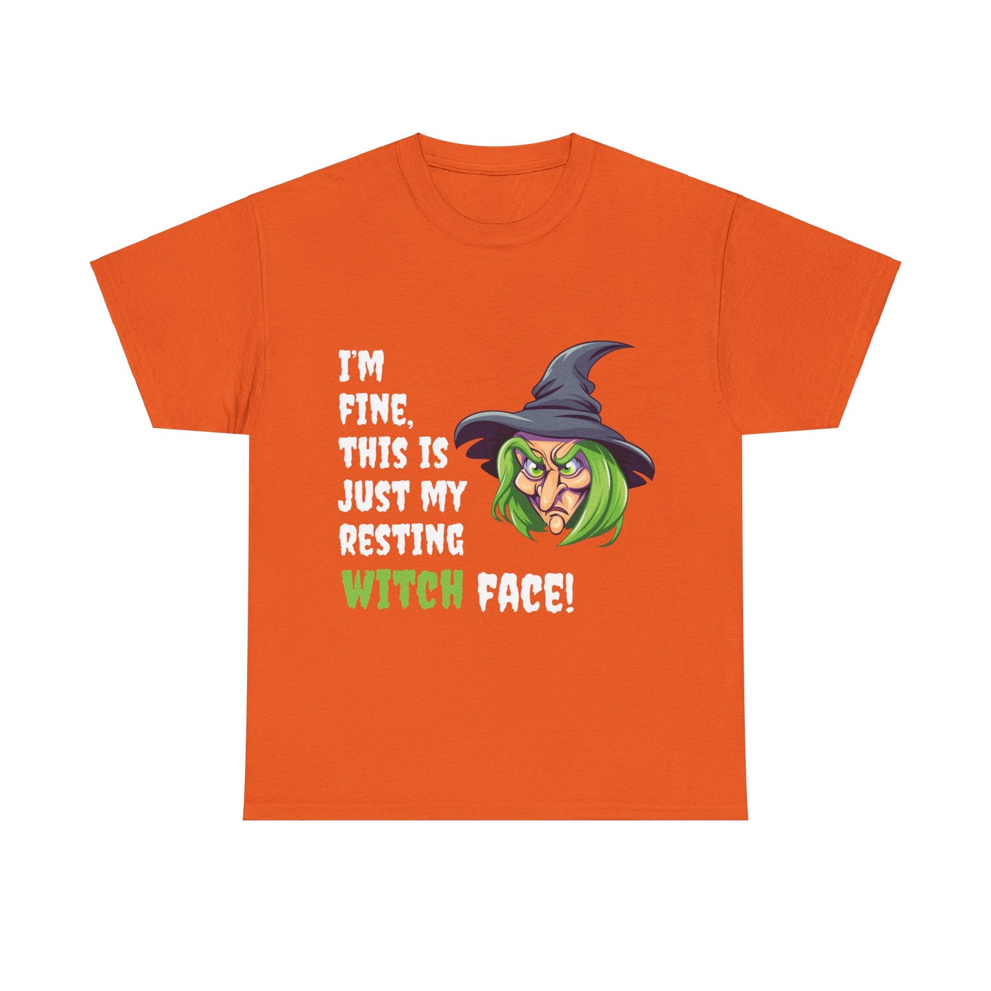 Halloween T - shirt - Resting Witch Face design - Front and Back Print