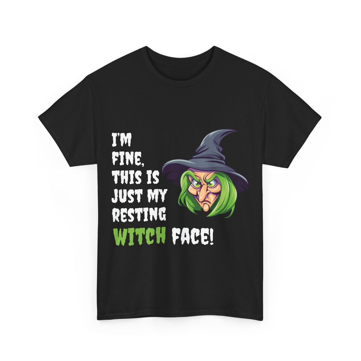 Halloween T - shirt - Resting Witch Face design - Front and Back Print