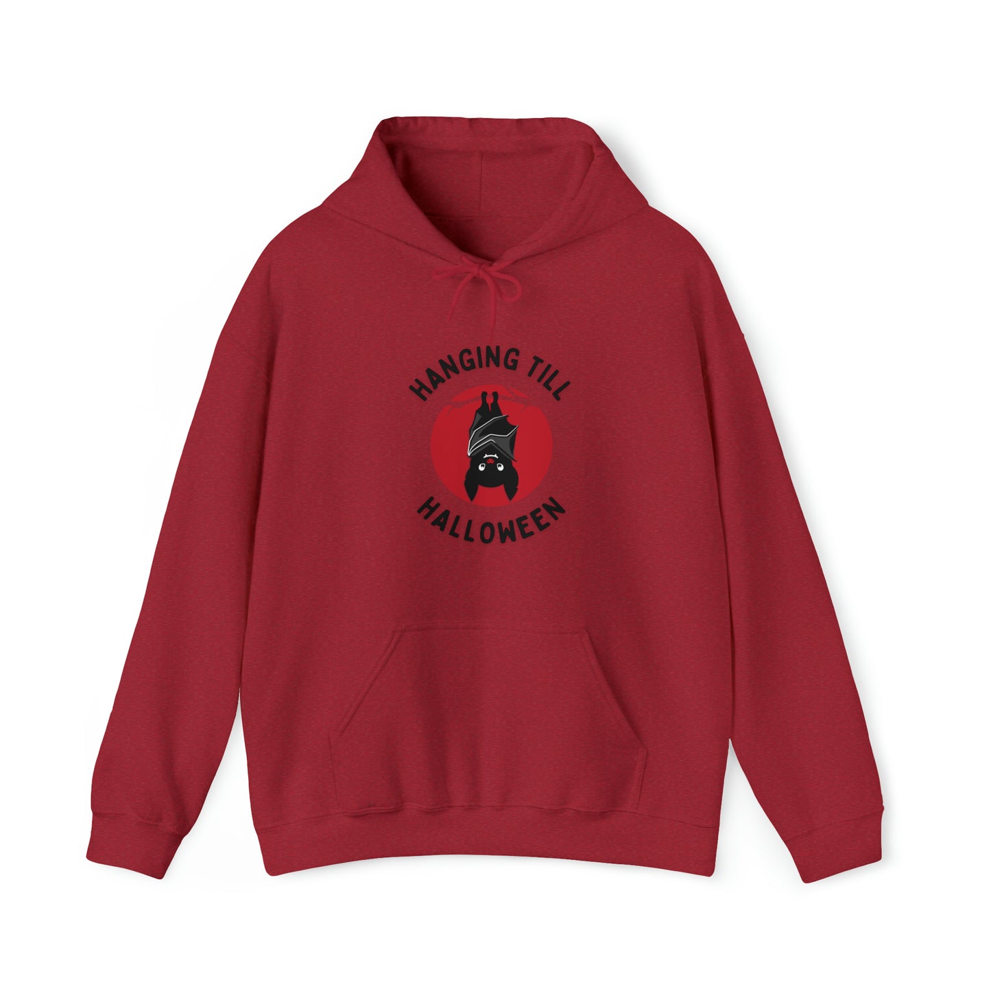 Halloween Hoodie, Hanging Bat, Black Text
