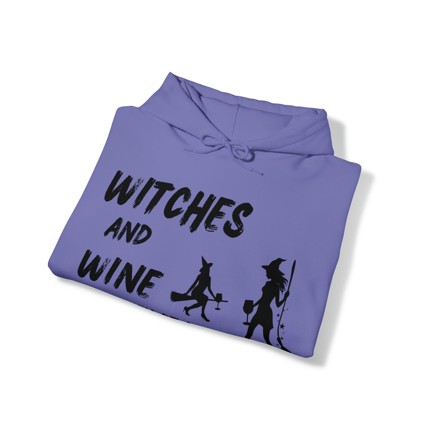 Halloween Hoodie, Witches and Wine, Black Text