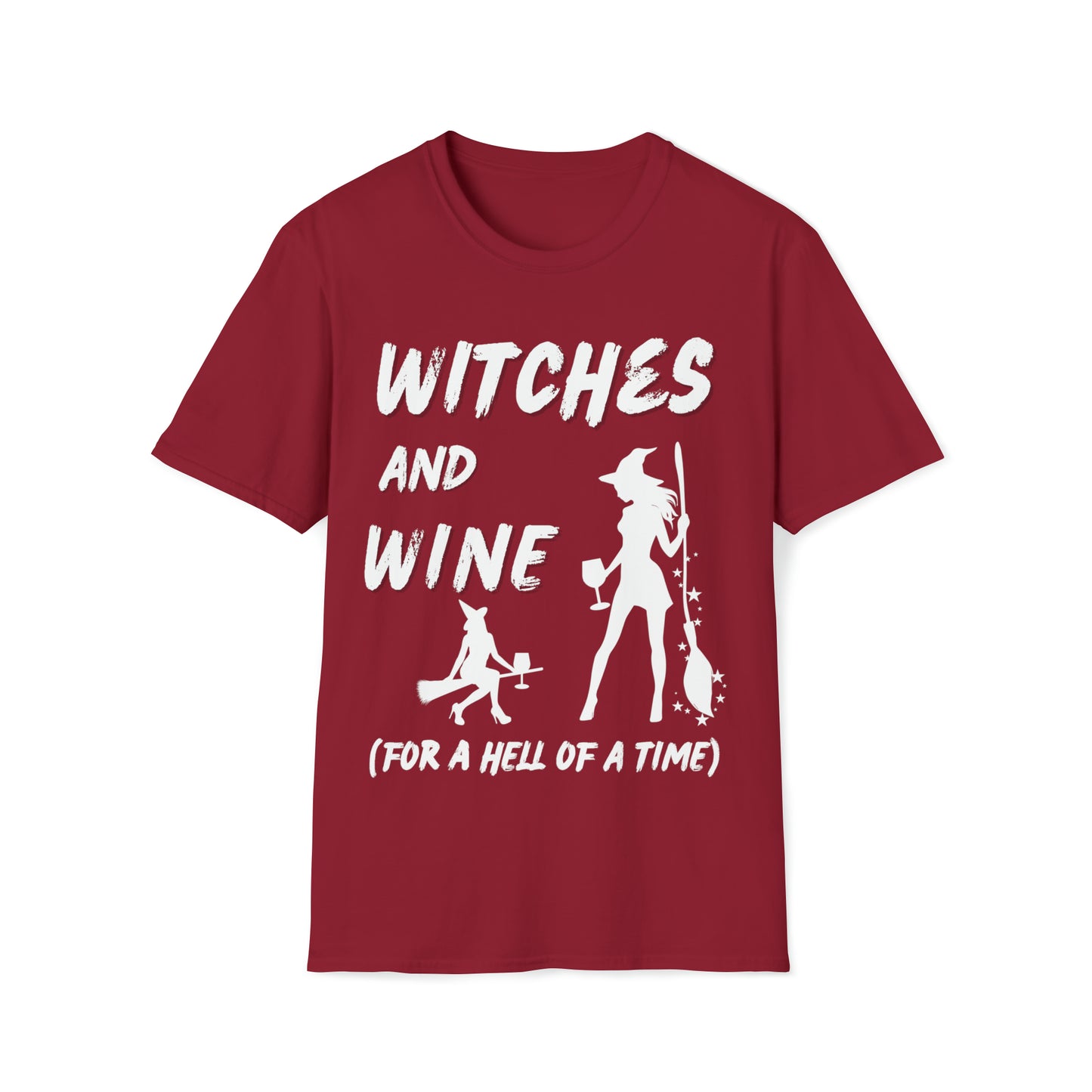 Halloween T-Shirt, Witches and Wine, White Text