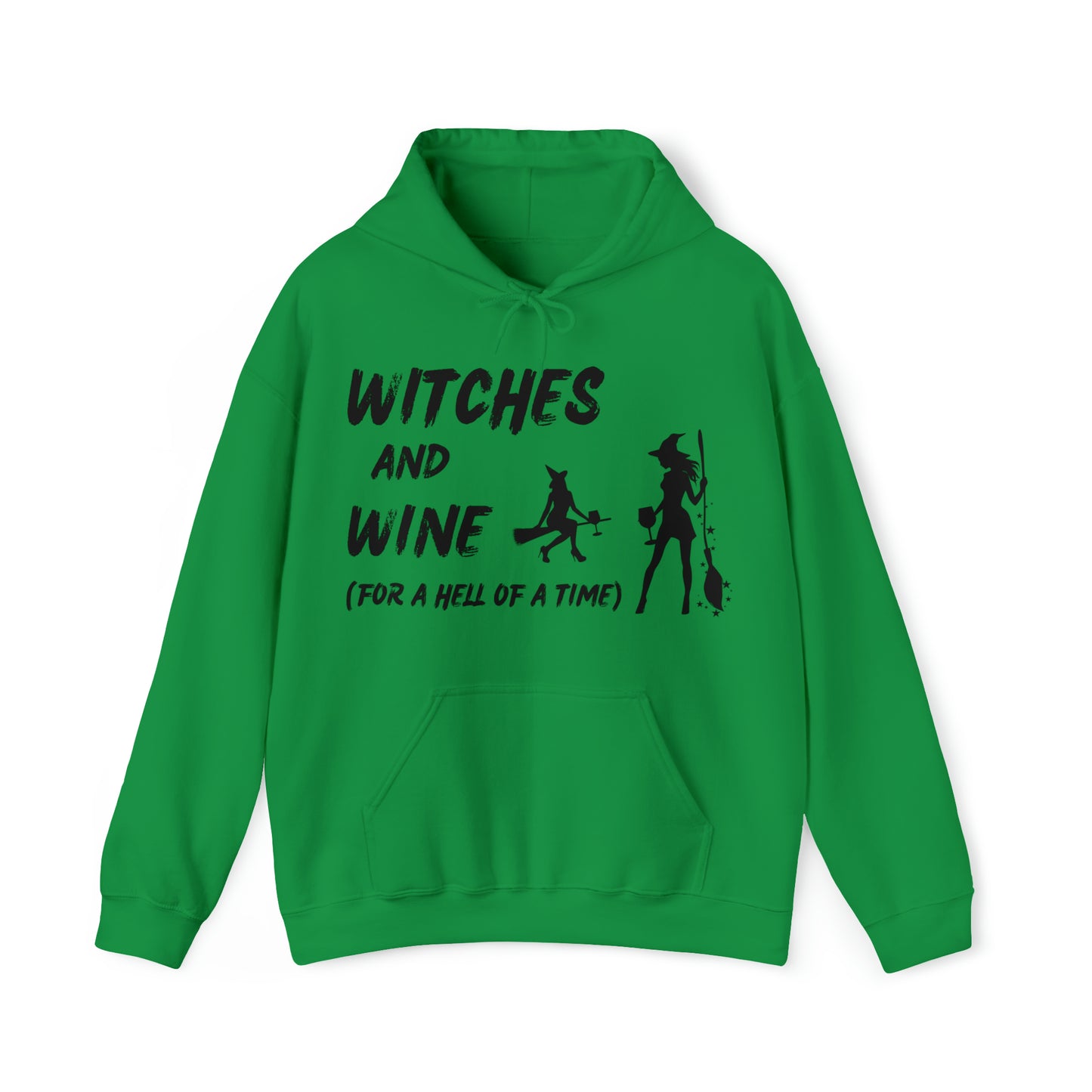 Halloween Hoodie, Witches and Wine, Black Text