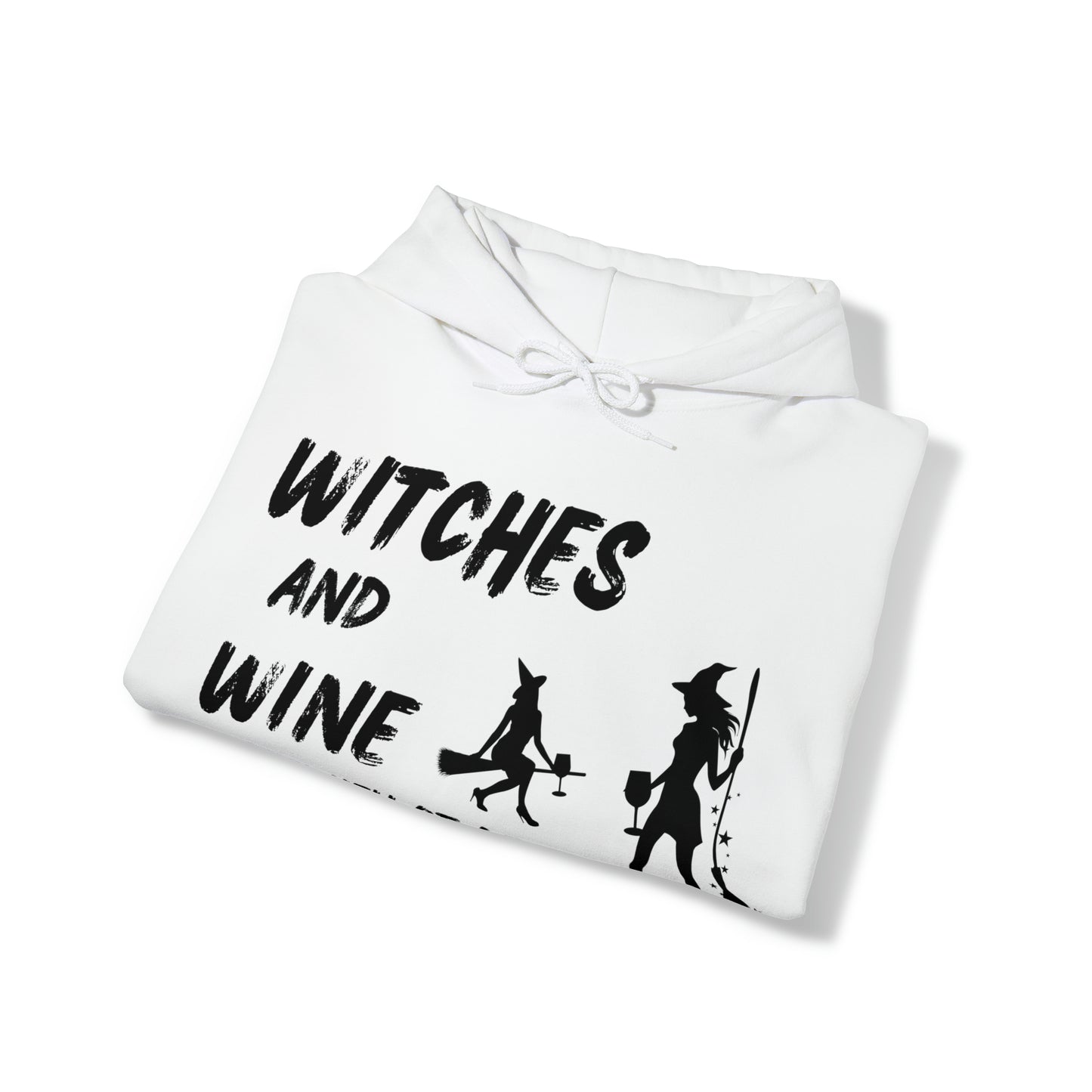 Halloween Hoodie, Witches and Wine, Black Text