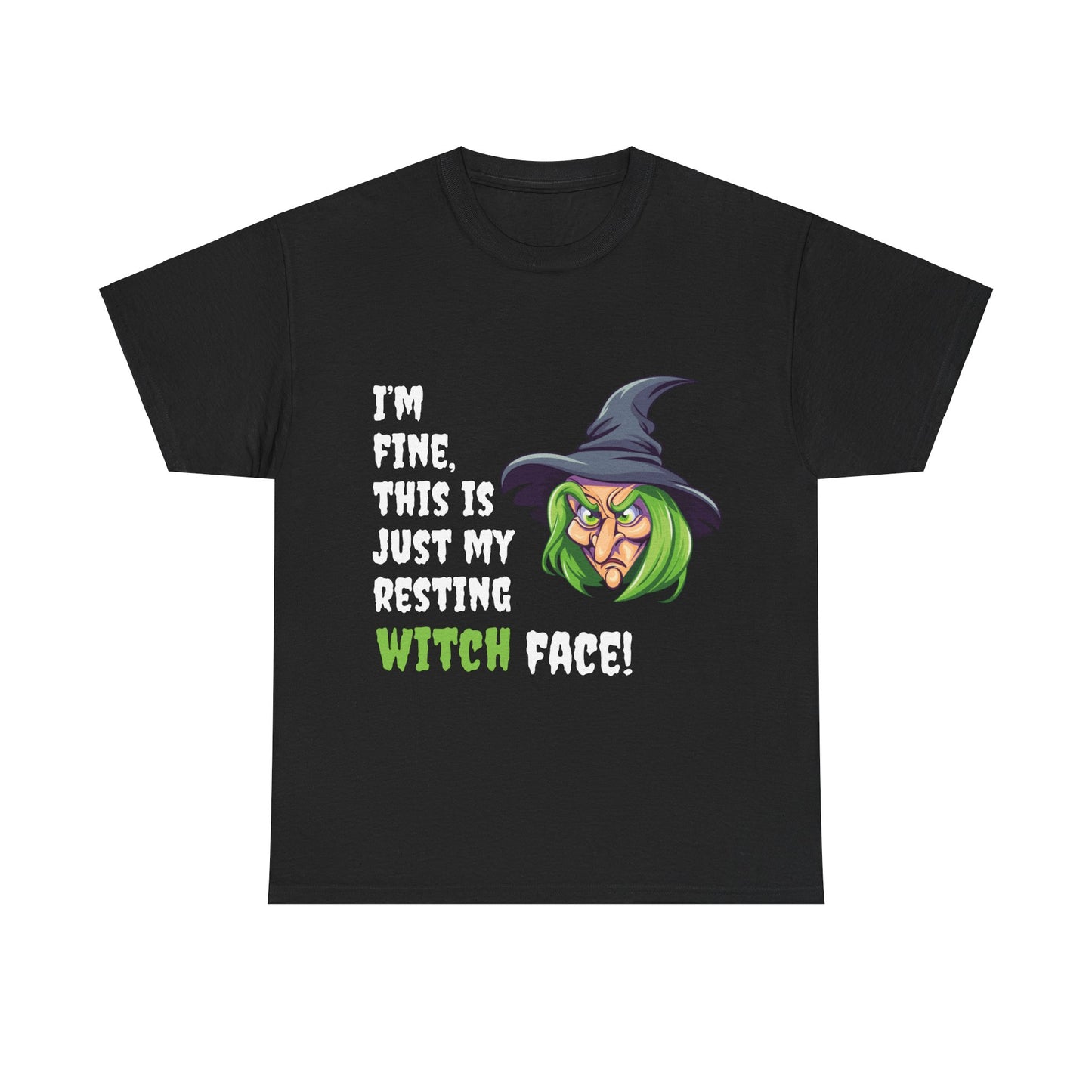 Halloween T - shirt - Resting Witch Face design - Front and Back Print
