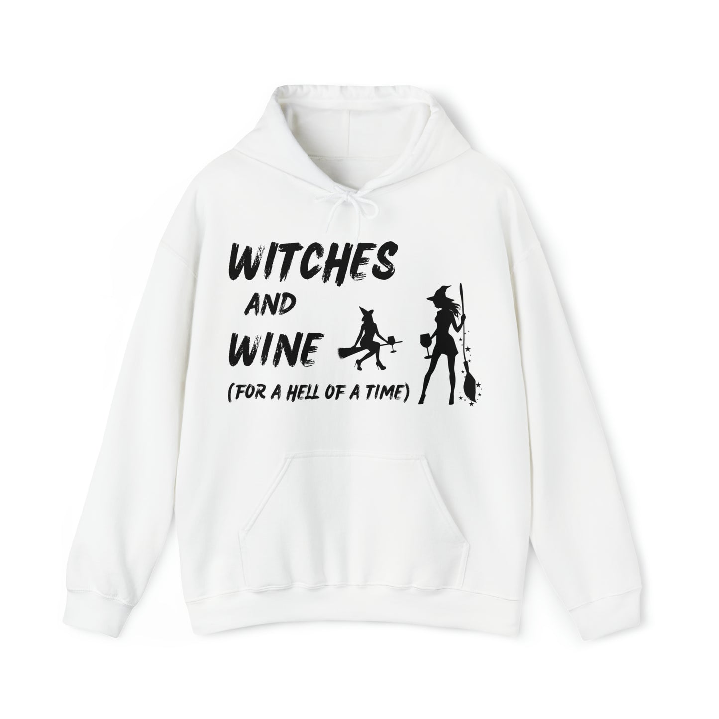 Halloween Hoodie, Witches and Wine, Black Text