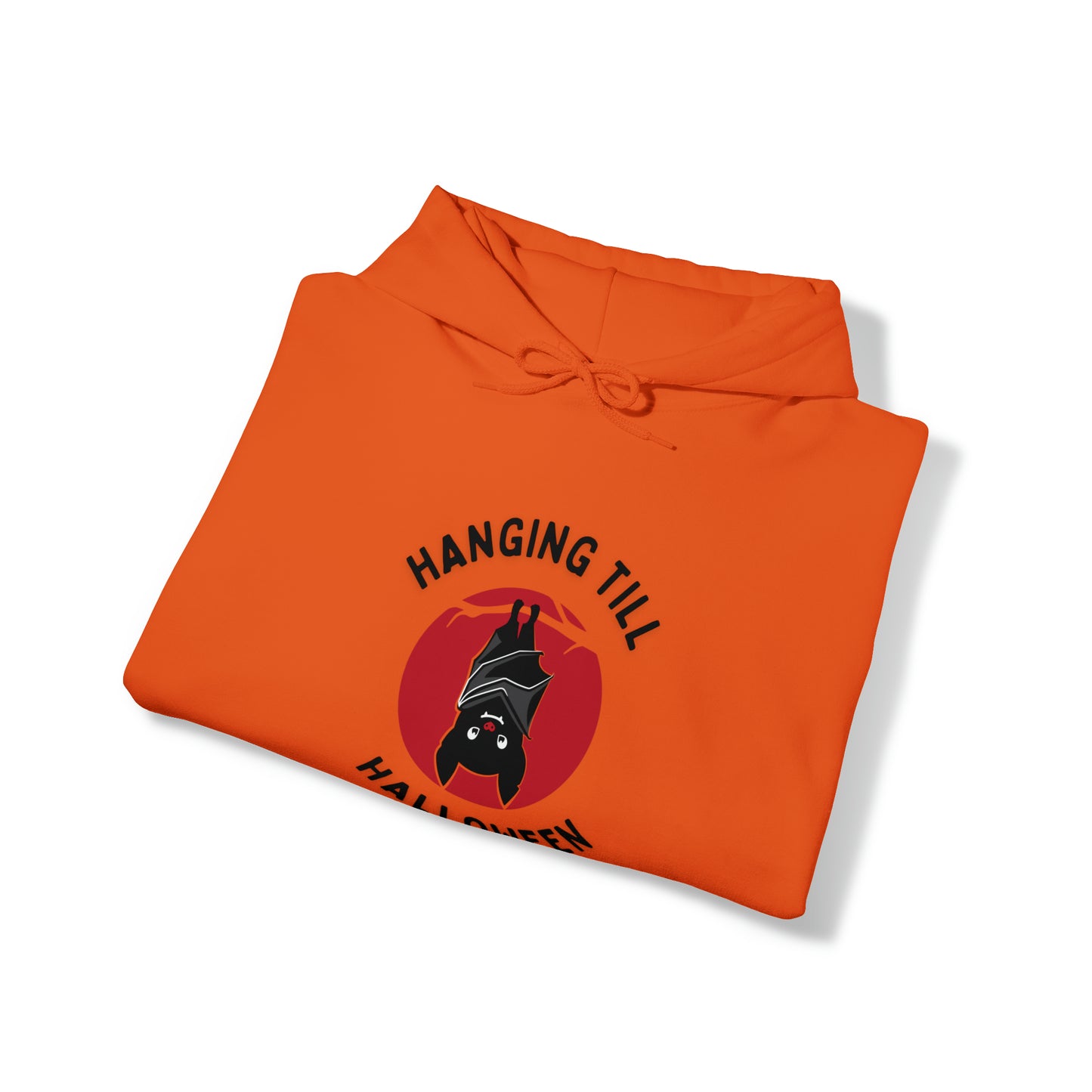 Halloween Hoodie, Hanging Bat, Black Text