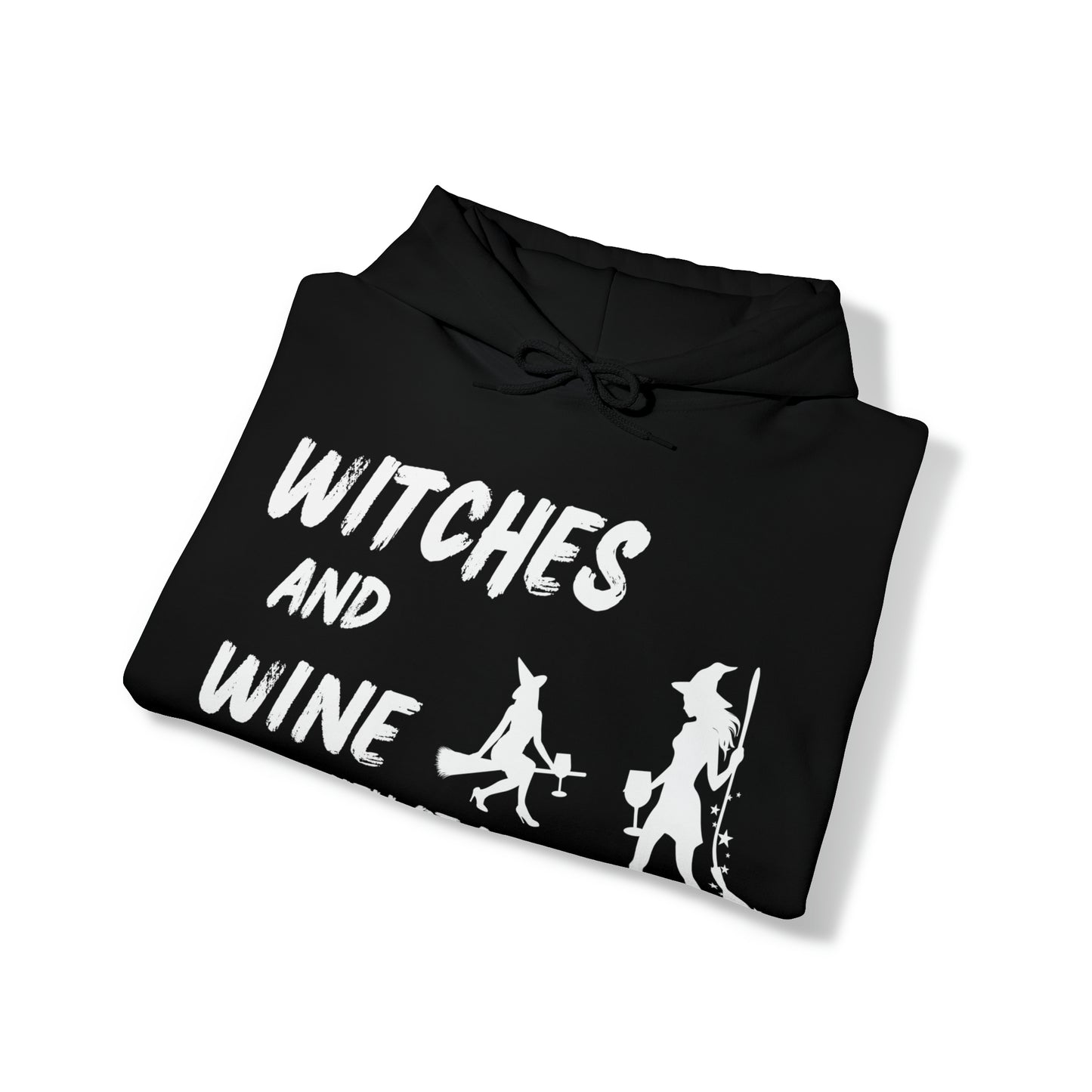 Halloween Hoodie, Witches and Wine, White Text