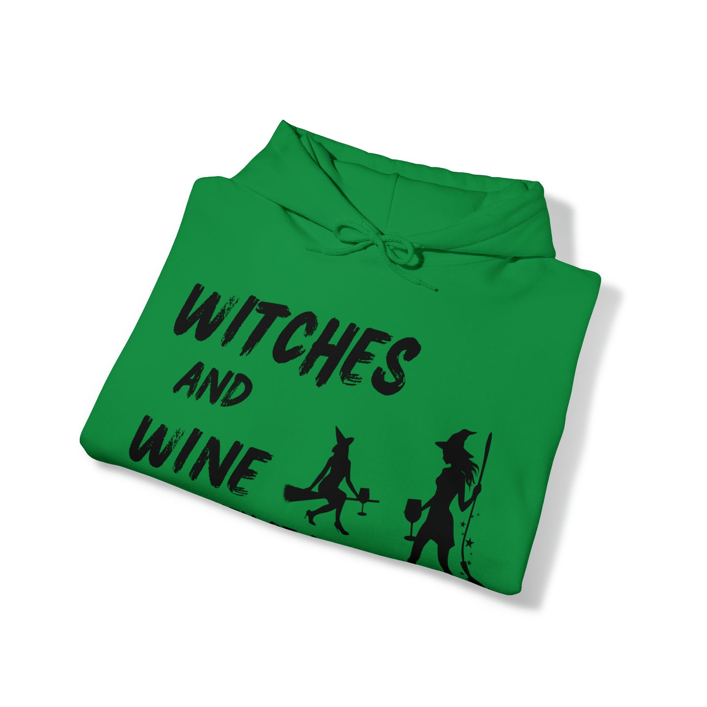 Halloween Hoodie, Witches and Wine, Black Text