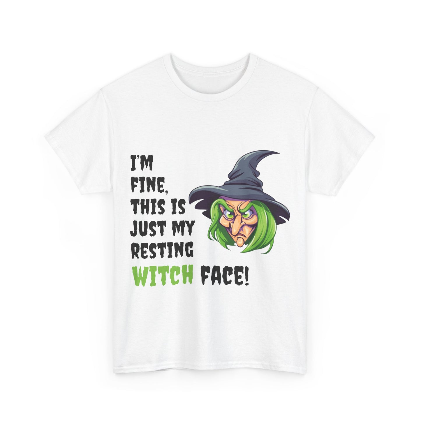 Halloween T - shirt - Resting Witch Face design - Front and Back Print