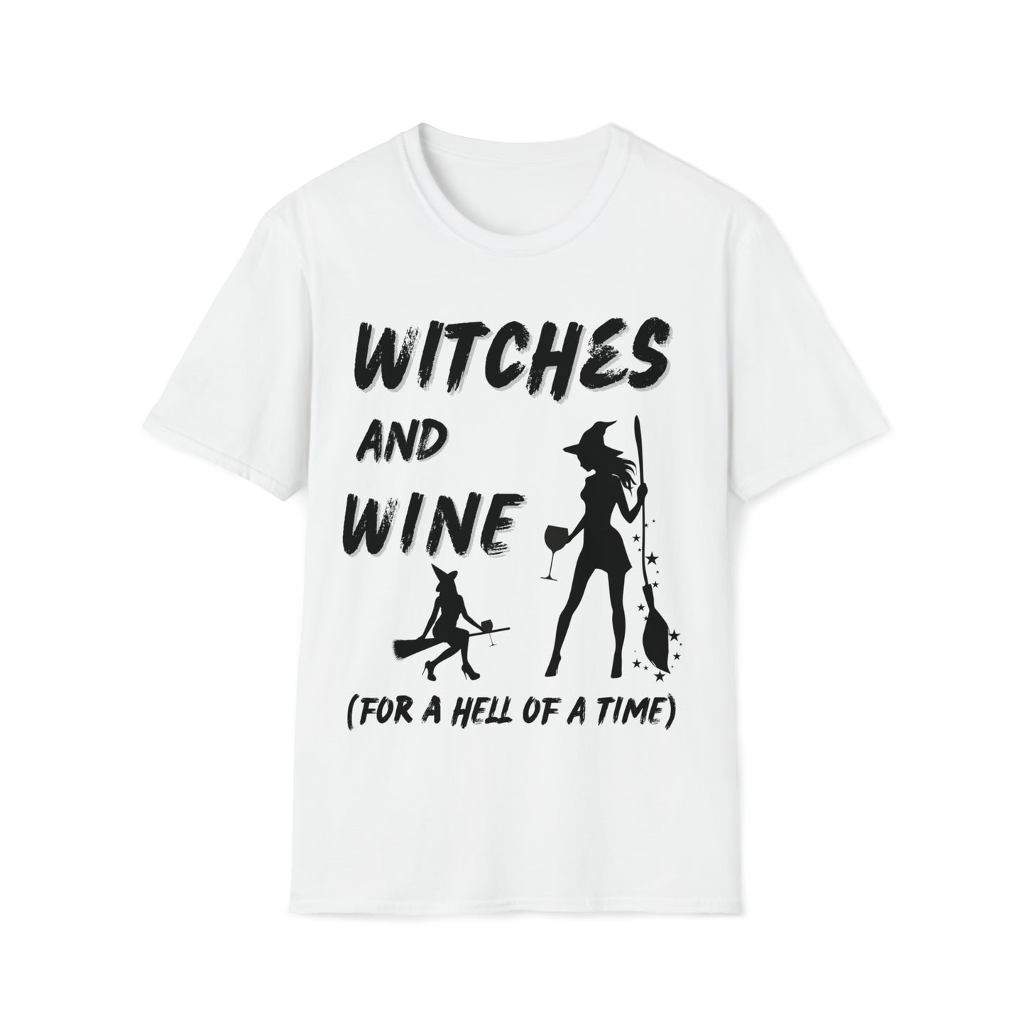 Halloween T-Shirt, Witches and Wine, Black Text