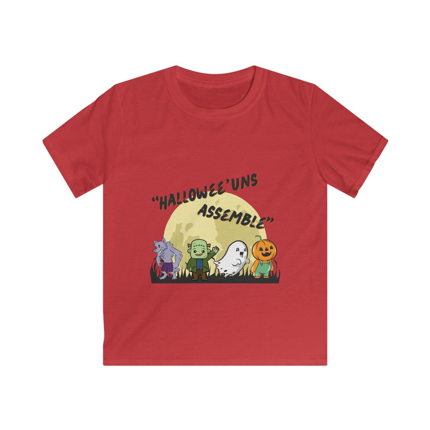 Kids Halloween T-Shirt, Hallowee'uns Assemble, Blended Print
