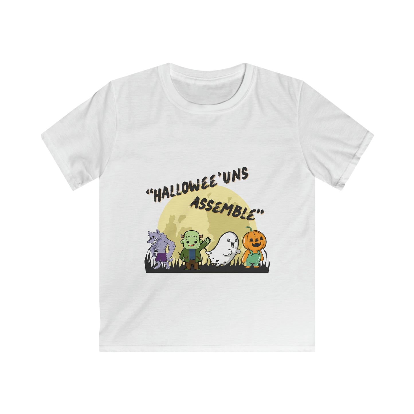 Kids Halloween T-Shirt, Hallowee'uns Assemble, Blended Print