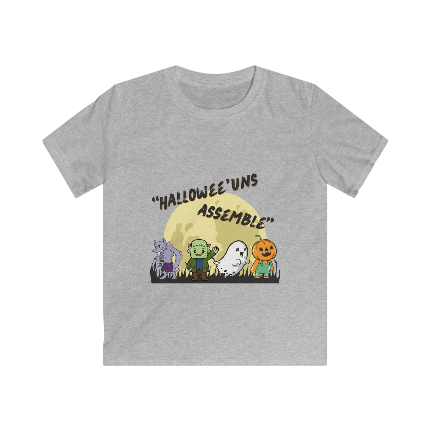 Kids Halloween T-Shirt, Hallowee'uns Assemble, Blended Print