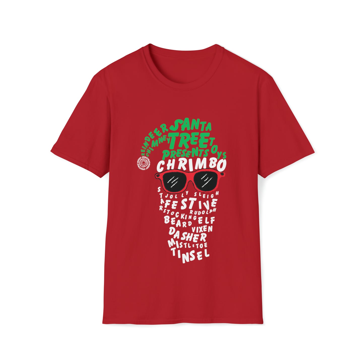 Christmas T-Shirt, Santa Face, Green Hat, Unisex