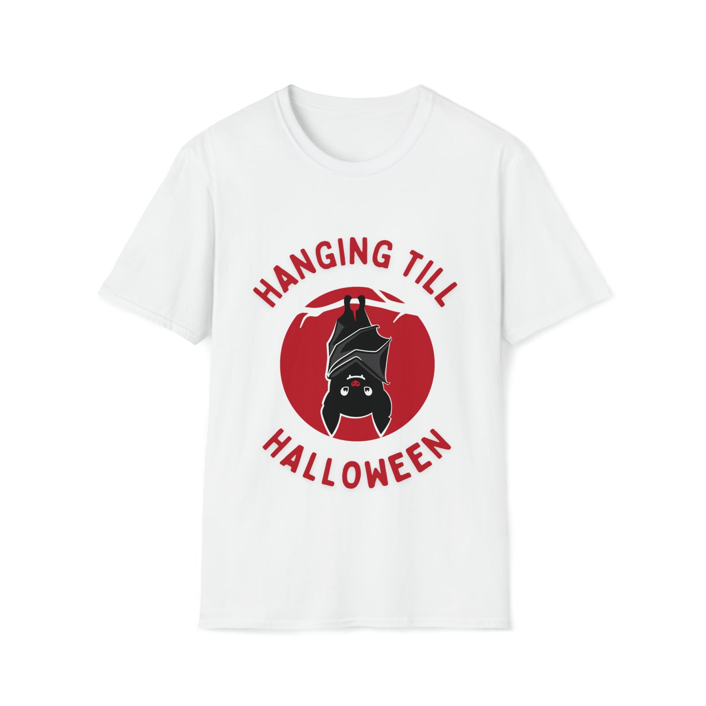 Halloween T-Shirt, Hanging Bat, Red Text