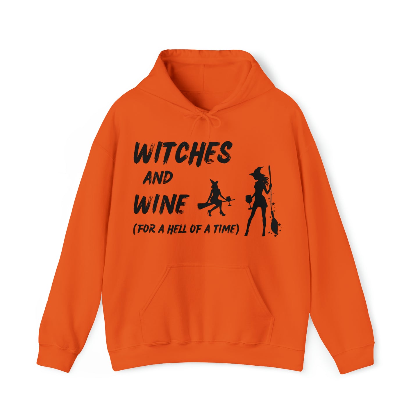 Halloween Hoodie, Witches and Wine, Black Text
