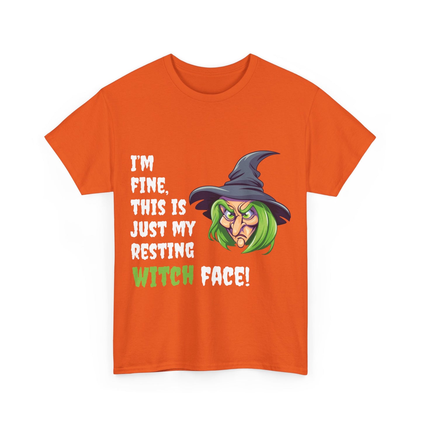 Halloween T - shirt - Resting Witch Face design - Front and Back Print