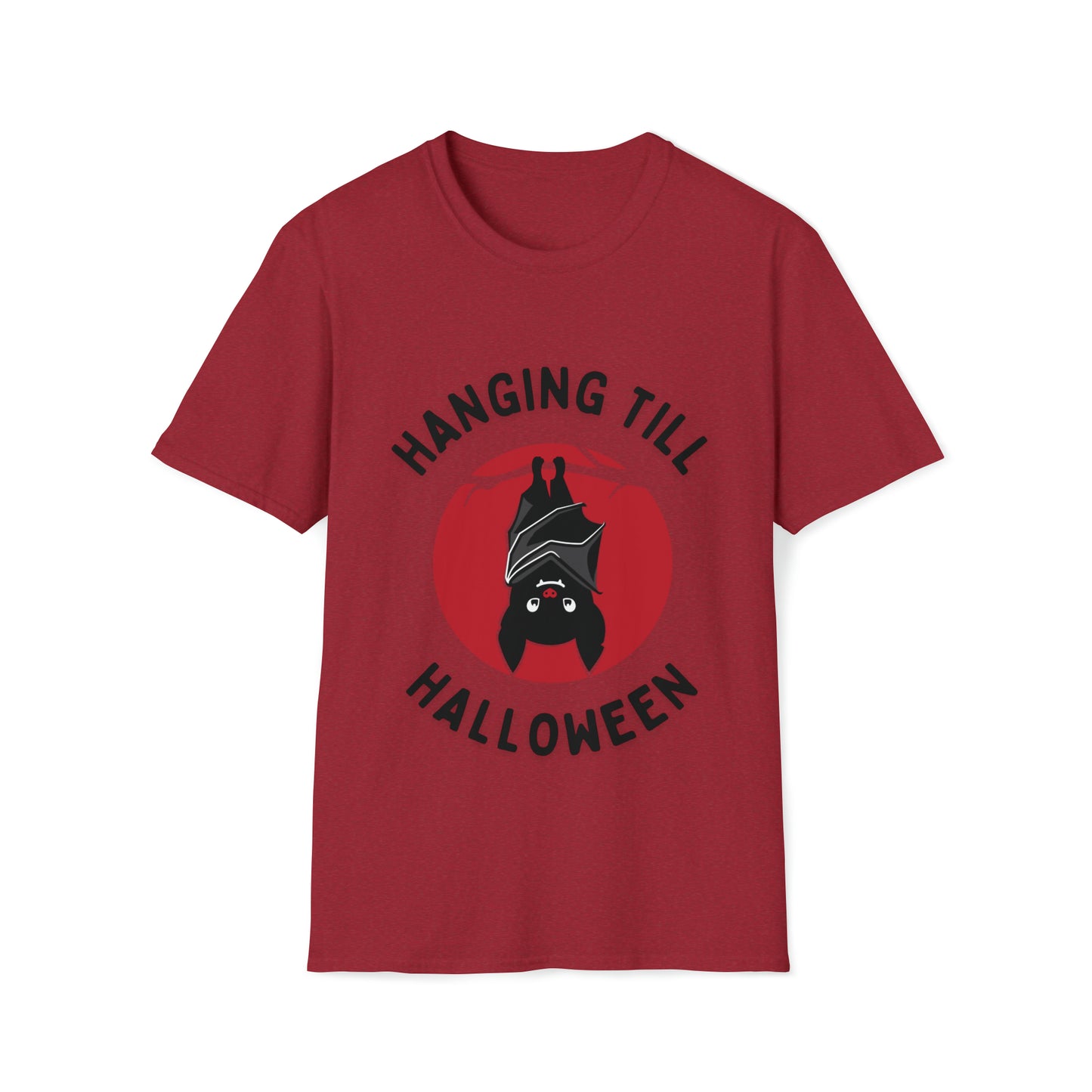 Halloween T-Shirt, Hanging Bat, Black Text