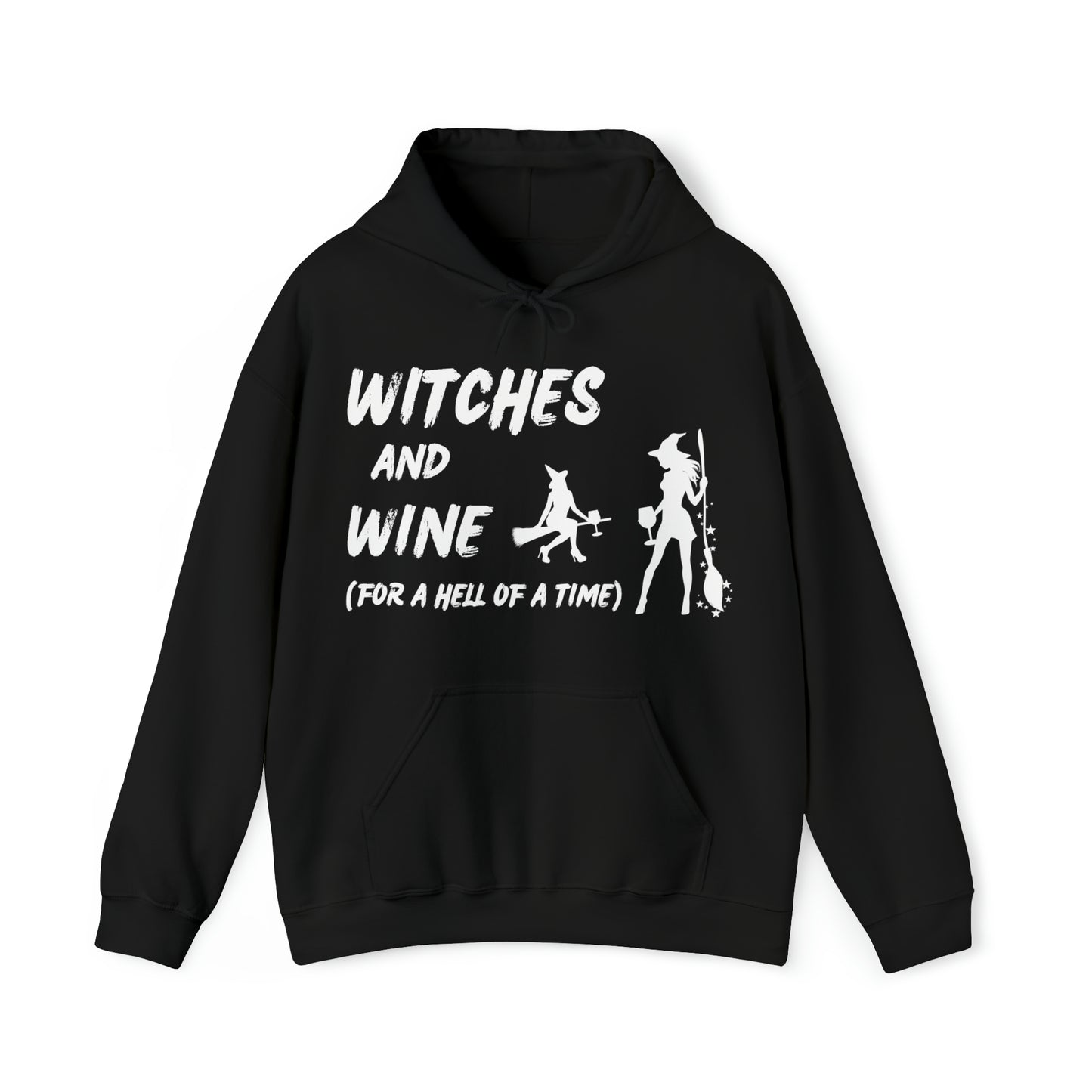 Halloween Hoodie, Witches and Wine, White Text